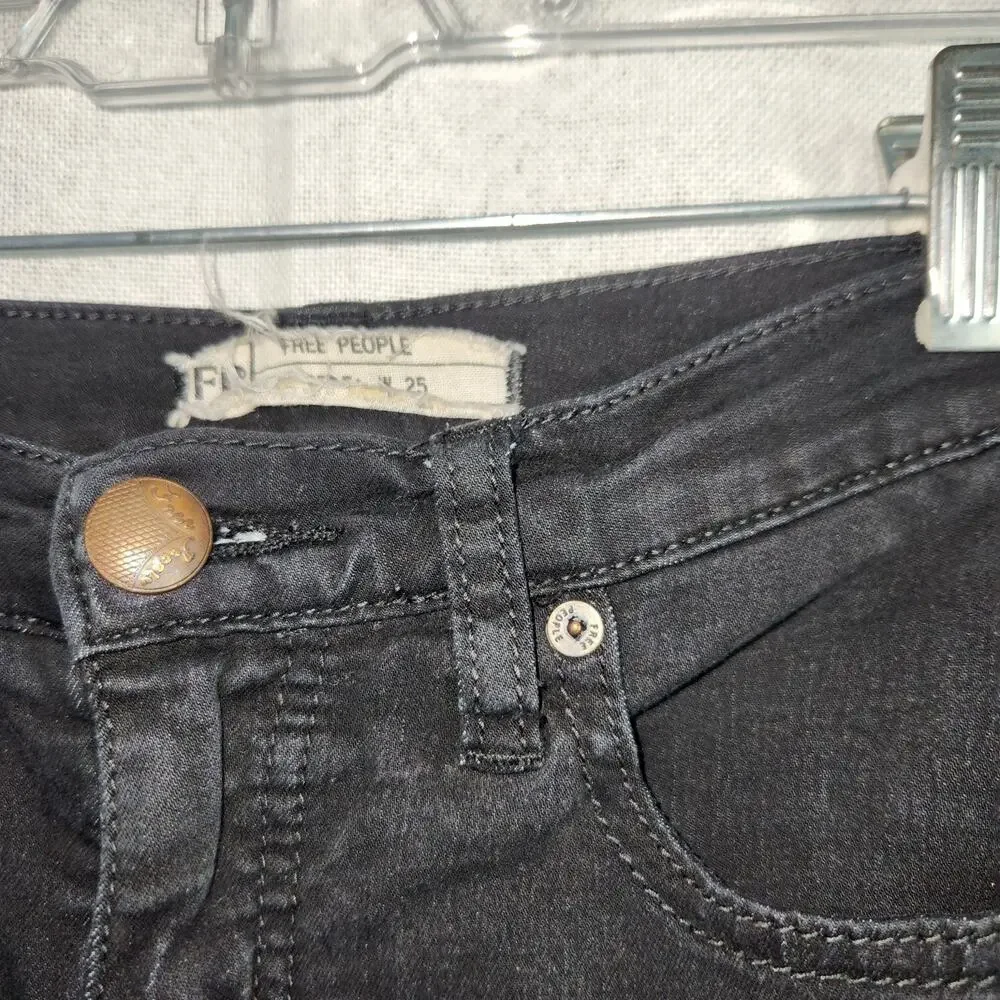 Vintage Free People‎ Black Skinny Jeans Sz 25